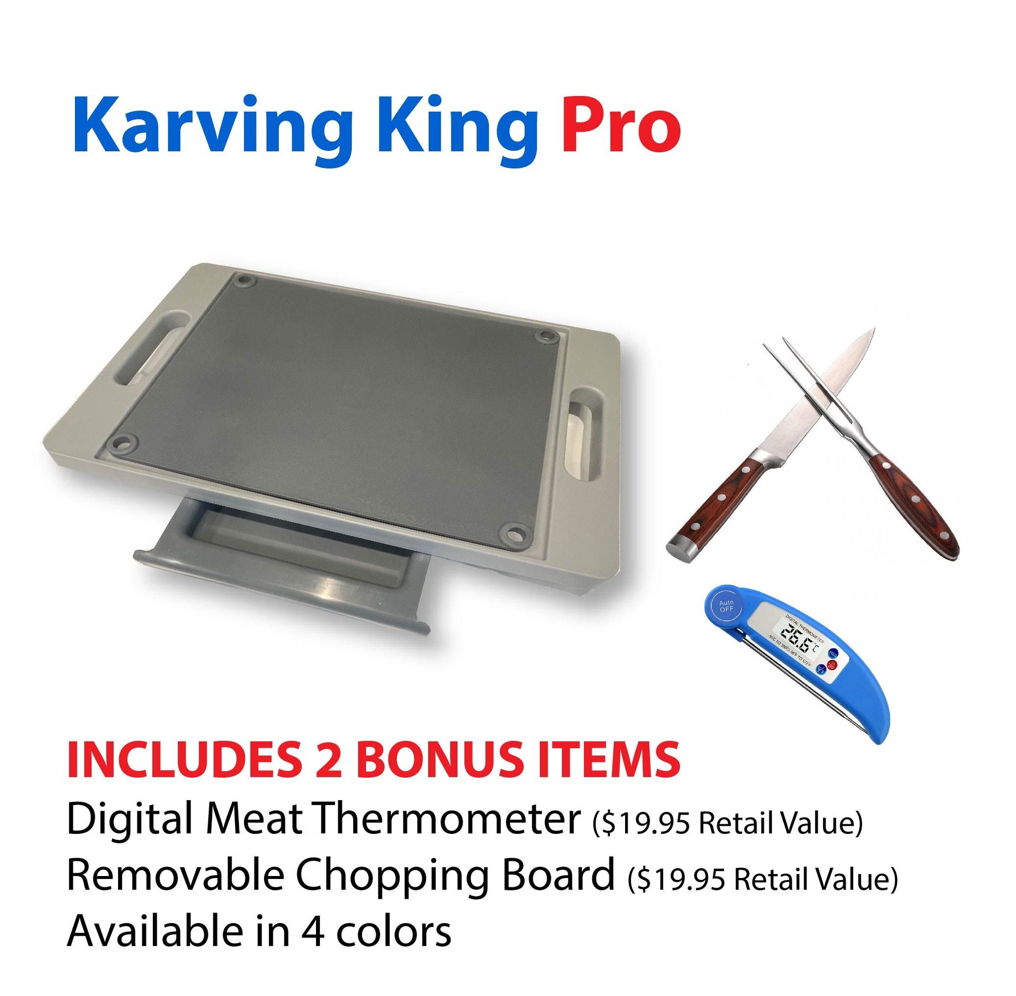 Dripless Cutting Board 2 In 1 System With Digital Meat Thermometer and Carving Set