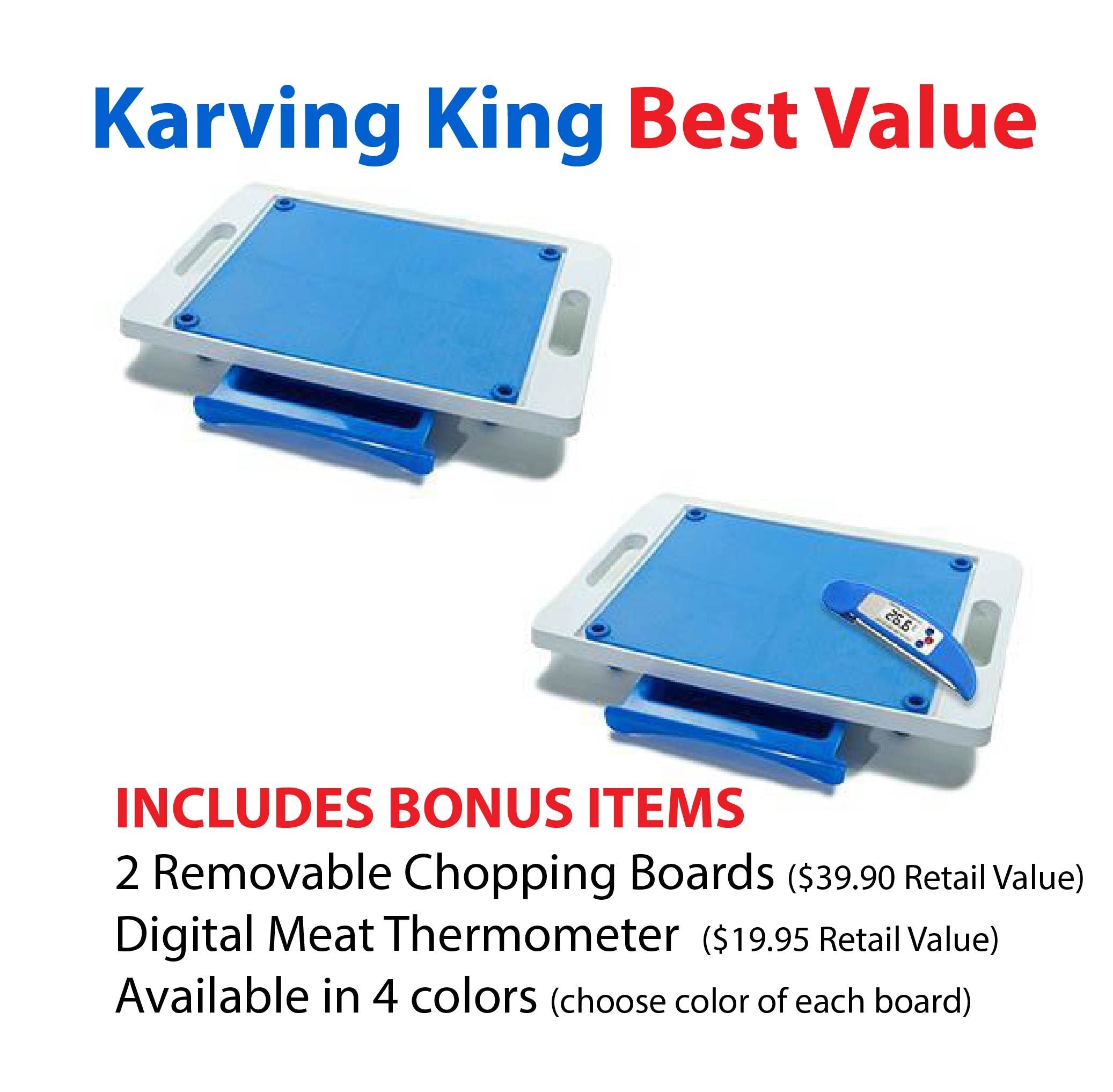 Set of 2 Karving King XL Meal Prep Systems With a Digital Meat Thermometer