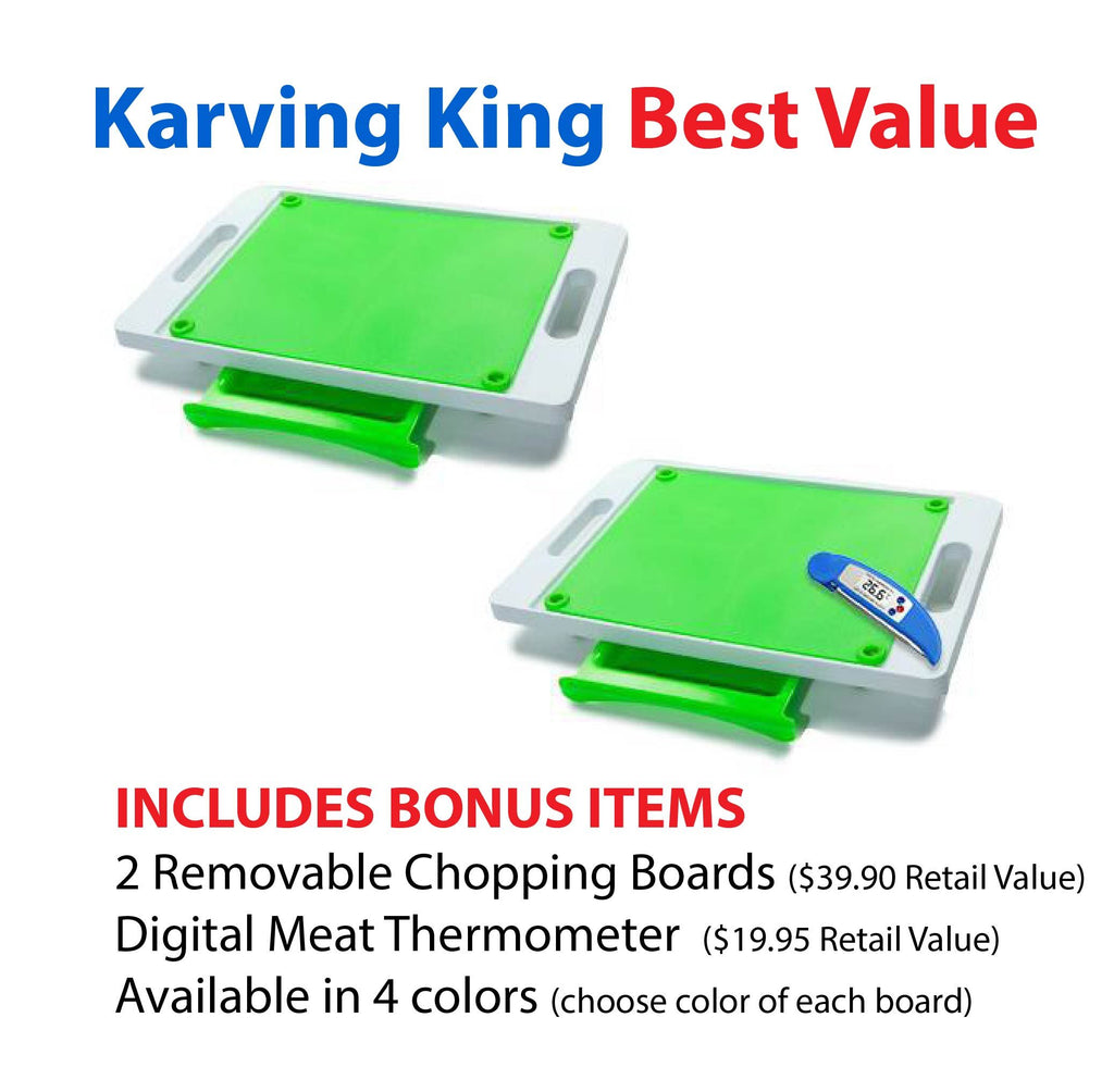 Set of 2 Karving King XL Meal Prep Systems With a Digital Meat Thermometer