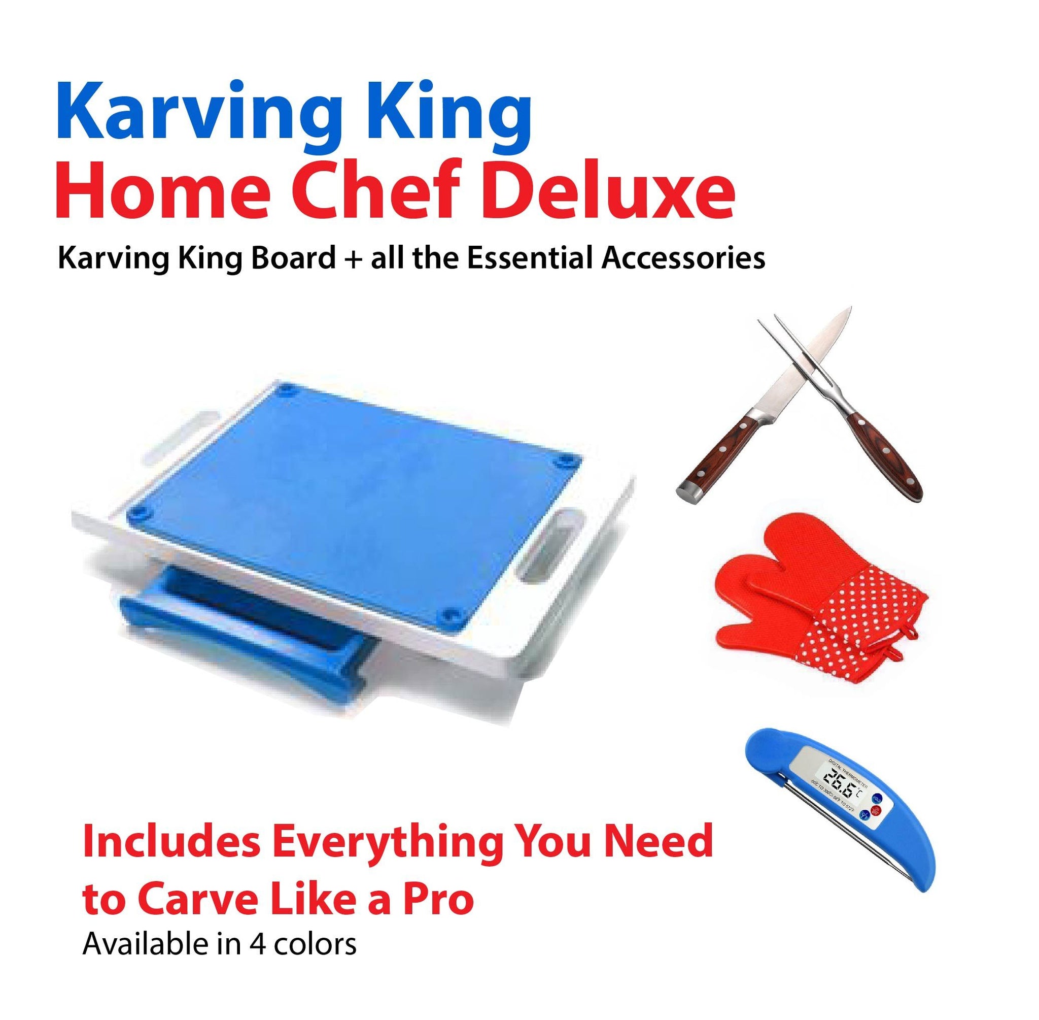 Dripless Cutting Board 2 In 1 System With Digital Meat Thermometer, Set Of 2 Silicone Oven Mitts, and Carving Set