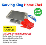 Karving King XL Deluxe Meal Prep System With Digital Meat Thermometer And Set Of 2 Silicone Oven Mitts