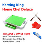 Karving King XL Deluxe Meal Prep System With Digital Meat Thermometer And Set Of 2 Silicone Oven Mitts