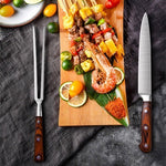 Stainless Steel Carving Knife and Fork Set With Wooden Handles thumbnail 2