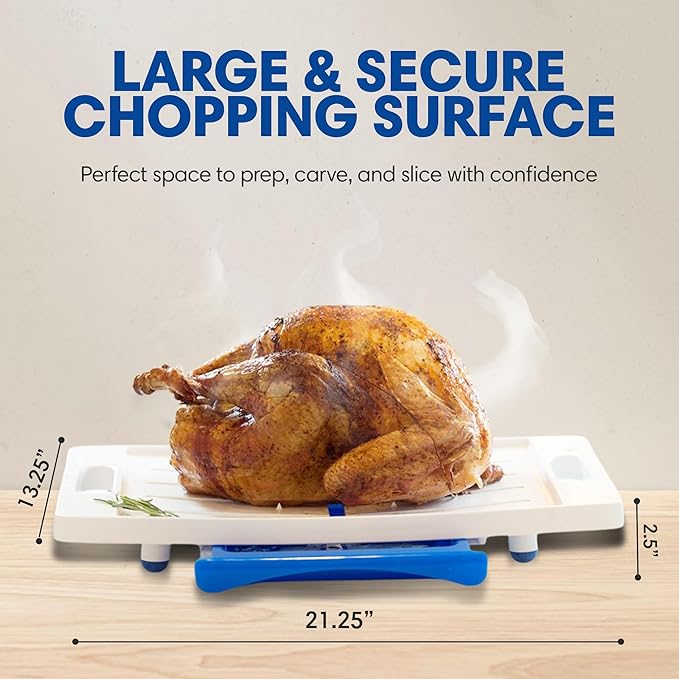 Karving King XL Deluxe Meal Prep System With Digital Meat Thermometer And Set Of 2 Silicone Oven Mitts