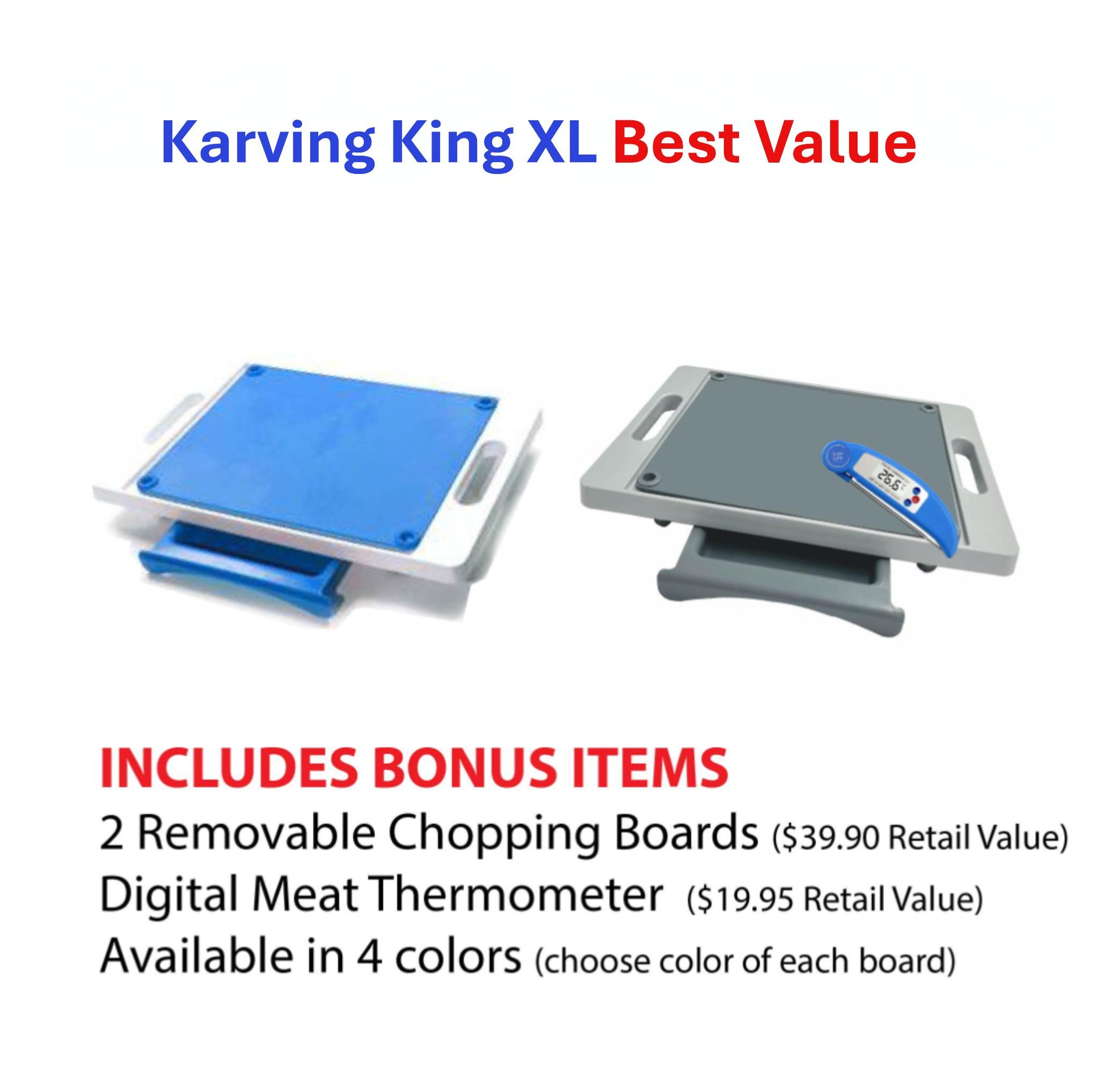 Set of 2 Karving King XL Meal Prep Systems With a Digital Meat Thermometer