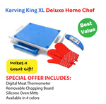 Karving King XL Deluxe Meal Prep System With Digital Meat Thermometer And Set Of 2 Silicone Oven Mitts