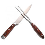 Stainless Steel Carving Knife and Fork Set With Wooden Handles thumbnail 1