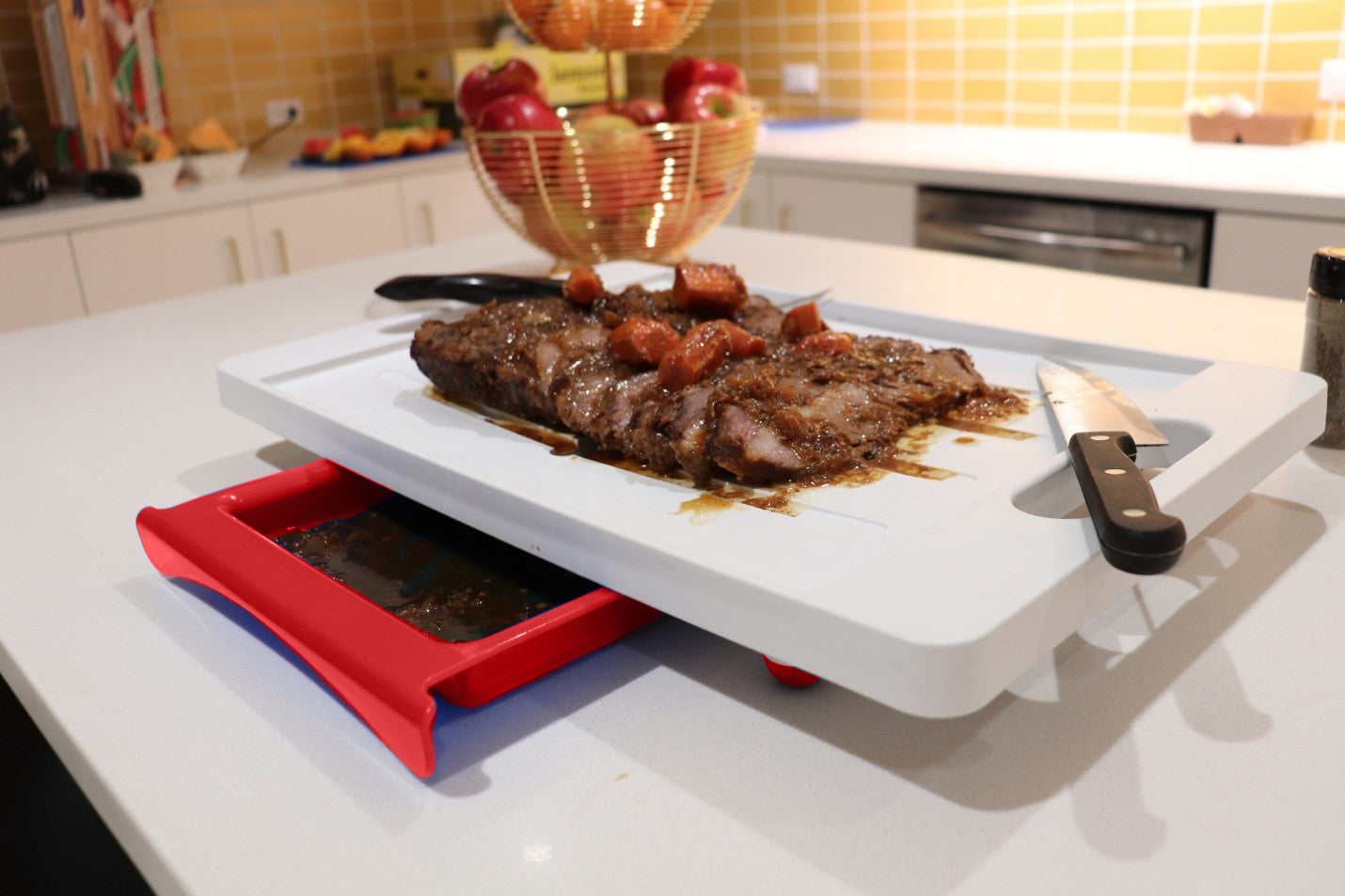 Dripless Cutting Board 2 In 1 System With Digital Meat Thermometer