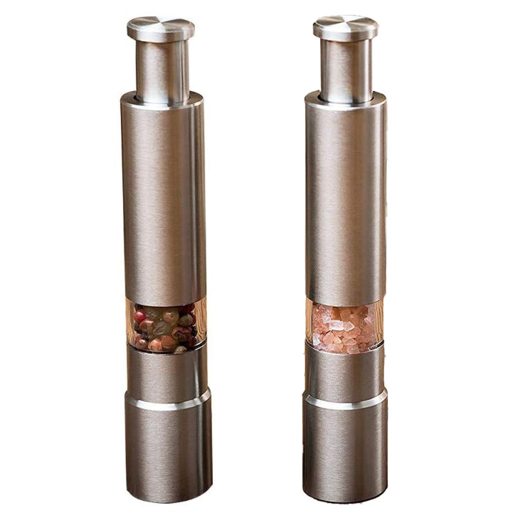 Set of Two Stainless Steel Salt and Pepper Grinders